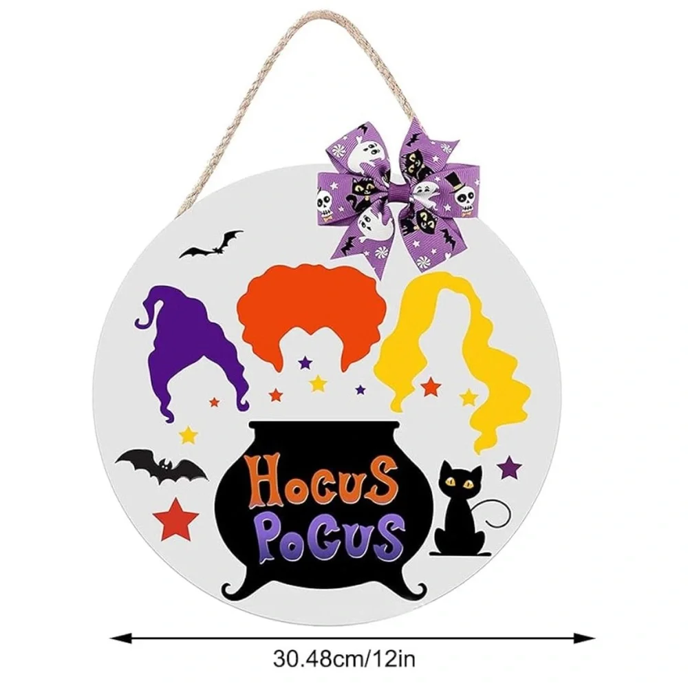 Holiday | Halloween Wooden Door Sign Halloween Wreath Hocus Pocus Door ...